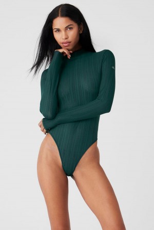 Body Alo Yoga Euphoria Long Sleeve Mujer Verde | España VXSN-34257