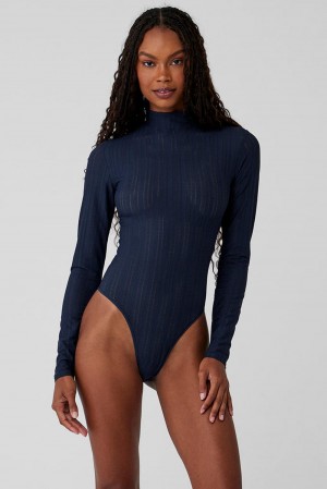 Body Alo Yoga Euphoria Long Sleeve Mujer Azul Marino | España HFWE-06539