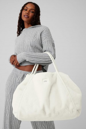 Bolso Tote Alo Yoga Faux Fur Mujer Ivory | España QKTH-32574