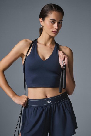 Bra Tank Alo Yoga Airbrush Real Mujer Azul Marino | España ERHX-28960