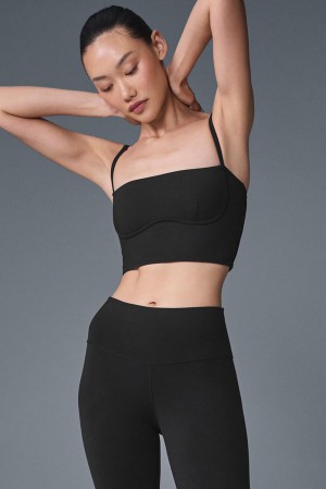 Bra Tank Alo Yoga Airbrush Streamlined Mujer Negras | España EABX-96302