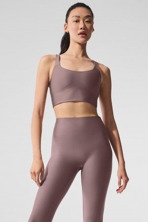 Bra Tank Alo Yoga Airlift Sleek Mujer Mushroom | España ZDNA-91832