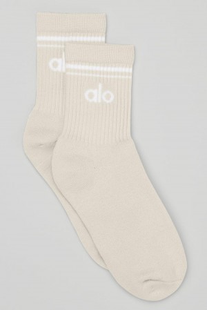 Calcetines Alo Yoga Unisex Half-Crew Throwback Mujer Blancas | España NOQV-10467