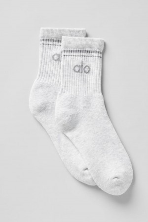 Calcetines Alo Yoga Unisex Half-Crew Throwback Mujer Blancas Gris | España RPHE-62085