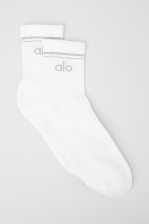 Calcetines Alo Yoga Unisex Half-Crew Throwback Mujer Blancas Titanium | España INZT-19683
