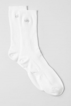 Calcetines Alo Yoga Unisex Half-Crew Understated Mujer Blancas | España EGCH-10723