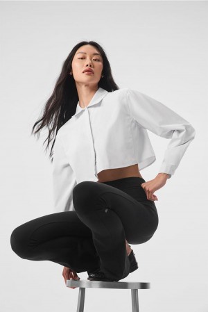 Camisa Recortada Alo Yoga Take Me Out Button Up Mujer Blancas | España FPDL-53402