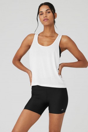 Camiseta Sin Mangas Running Alo Yoga All Day Mujer Blancas | España DXFM-91374