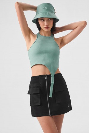 Camiseta Sin Mangas Running Alo Yoga Alosoft Ribbed Revelation Mujer Verde | España POFZ-29074