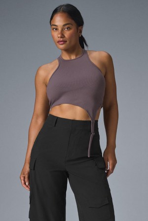 Camiseta Sin Mangas Running Alo Yoga Alosoft Ribbed Revelation Mujer Raisinette | España TQNB-84507