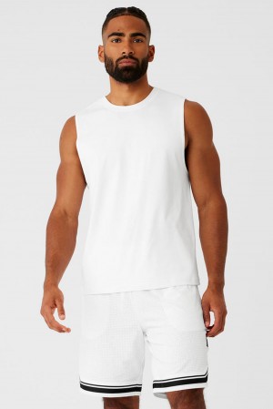 Camiseta Sin Mangas Running Alo Yoga Conquer Muscle Hombre Blancas | España XFWA-30187