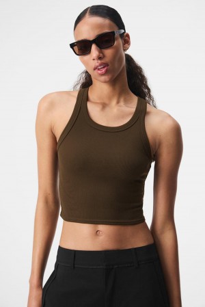 Camiseta Sin Mangas Running Alo Yoga Goddess Ribbed Go-To Mujer Espresso | España APKU-93706