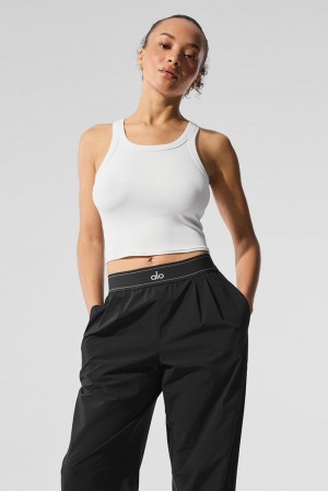 Camiseta Sin Mangas Running Alo Yoga Goddess Ribbed Go-To Mujer Blancas | España WFEP-62548