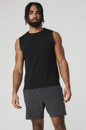 Camiseta Sin Mangas Running Alo Yoga Idol Performance Hombre Negras | España YKWJ-53618