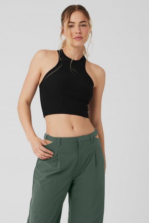 Camiseta Sin Mangas Running Alo Yoga Seamless Open Air Racerback Mujer Negras | España FTPL-80231