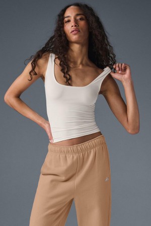 Camiseta Sin Mangas Running Alo Yoga Sheer Glow Mujer Ivory | España WTYH-48510