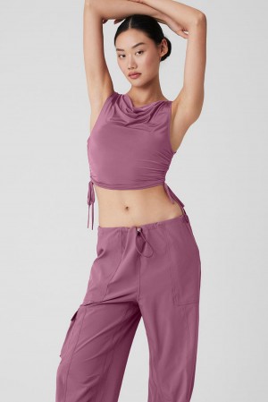 Camiseta Sin Mangas Running Alo Yoga Standout Cropped Mujer Soft Mulberry | España XKJD-20586