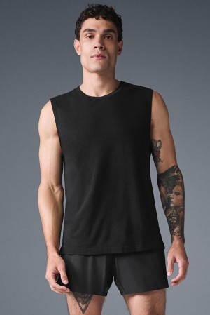 Camiseta Sin Mangas Running Alo Yoga The Triumph Muscle Hombre Negras | España LQAC-46358