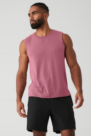 Camiseta Sin Mangas Running Alo Yoga The Triumph Muscle Hombre Mars Clay | España LQHO-72485