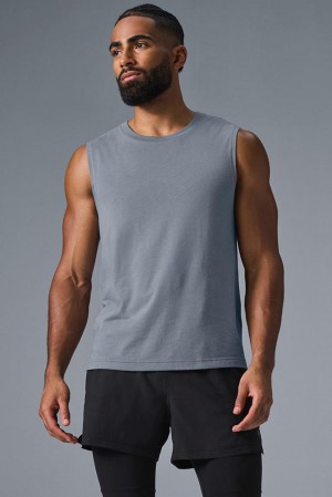 Camiseta Sin Mangas Running Alo Yoga The Triumph Muscle Hombre Gris | España WUTO-94137