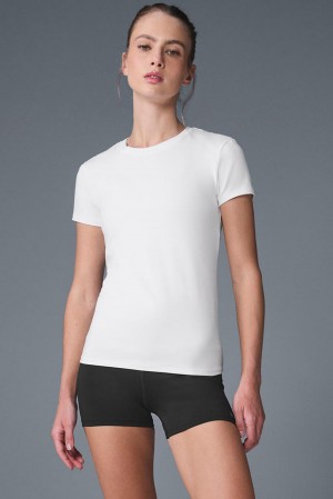 Camisetas Running Alo Yoga Alosoft Finesse Mujer Blancas | España XDFR-87136