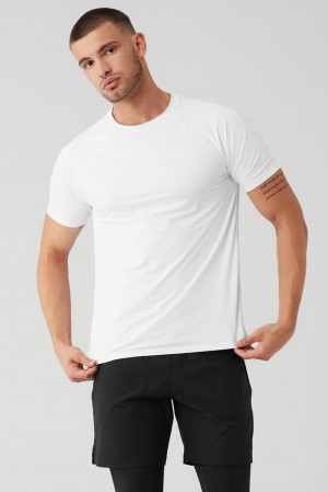 Camisetas Running Alo Yoga Idol Performance Hombre Blancas | España YAHE-97841