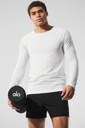 Camisetas Running Alo Yoga Triumph Long Sleeve Hombre Blancas | España KZML-70312