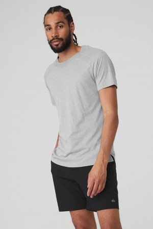 Camisetas Running Alo Yoga Triumph Raglan Hombre Gris | España GRHV-35174