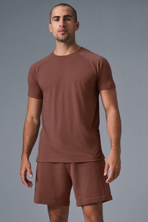 Camisetas Running Alo Yoga Triumph Raglan Hombre Chestnut | España AYKJ-24875
