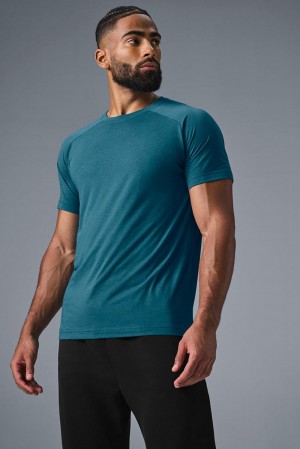 Camisetas Running Alo Yoga Triumph Raglan Hombre Oceanic Teal | España HAZO-29170