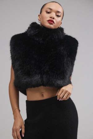 Chaleco Alo Yoga Opulent Faux Fur Cropped Mujer Negras | España CVHR-87150