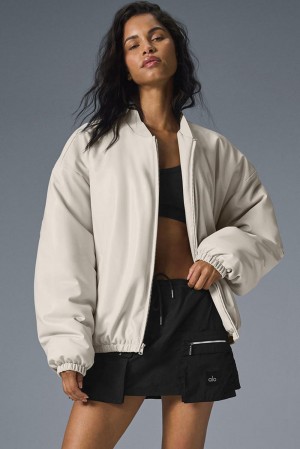 Chaqueta Bomber Alo Yoga Faux Leather Premier Mujer Bone | España XCZF-69270