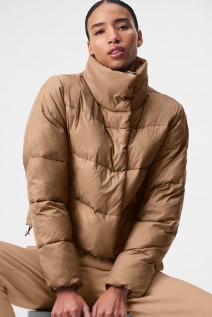Chaqueta Puffer Alo Yoga Gold Rush Mujer Toasted Almond | España ULKA-86213