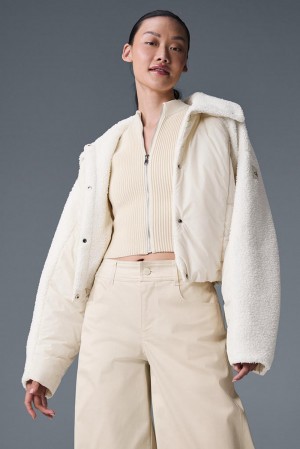 Chaqueta Puffer Alo Yoga Sherpa Cozy Escape Mujer Ivory / Ivory | España ZIHW-75841