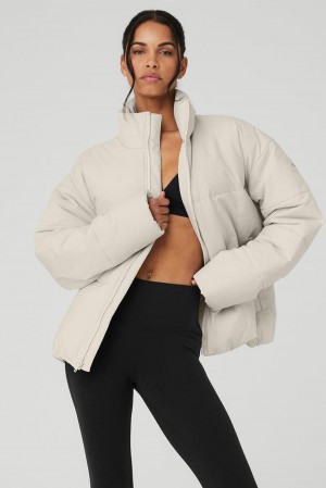 Chaqueta Puffer Alo Yoga Stretch Woven Street Mujer Bone | España VMPE-51362