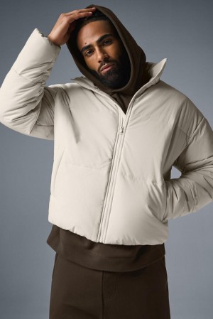 Chaqueta Puffer Alo Yoga Stretch Woven Street Hombre Bone | España SAML-24803