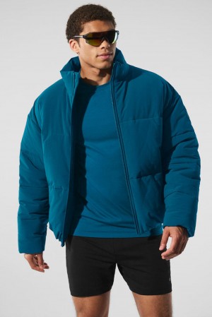 Chaqueta Puffer Alo Yoga Stretch Woven Street Hombre Azules | España WPTO-84231