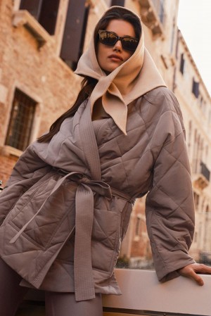 Chaqueta Puffer Alo Yoga Urbanite Wrap Mujer Mushroom | España RTQM-79684