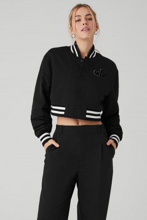Chaquetas Alo Yoga Cropped G.O.A.T Mujer Negras | España FWDA-73621