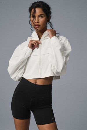 Chaquetas Alo Yoga Cropped Playmaker Mujer Ivory | España COQM-83609