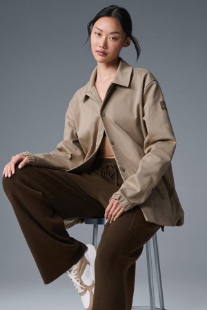Chaquetas Alo Yoga Edition Sueded Mujer Gravel | España CLFV-68395