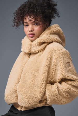 Chaquetas Alo Yoga Foxy Sherpa Mujer Camel | España GBIU-75960