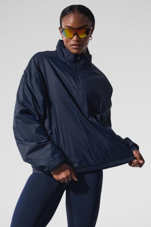 Chaquetas Alo Yoga Latitude Light Weight 1/2 Zip Pullover Mujer Azul Marino | España AUKO-85910