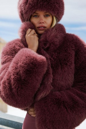 Chaquetas Alo Yoga Opulent Faux Fur Cropped Mujer Burdeos | España XSID-73152