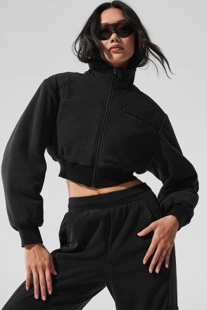 Chaquetas Alo Yoga Polar Fleece Cropped Wintry Mix Mujer Negras | España SCOR-07219