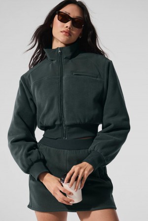 Chaquetas Alo Yoga Polar Fleece Cropped Wintry Mix Mujer Verde | España YFTR-84973