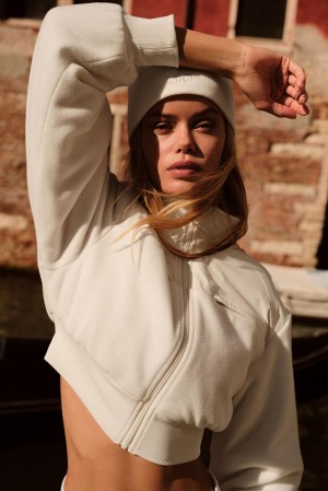 Chaquetas Alo Yoga Polar Fleece Cropped Wintry Mix Mujer Ivory | España MBHC-41387
