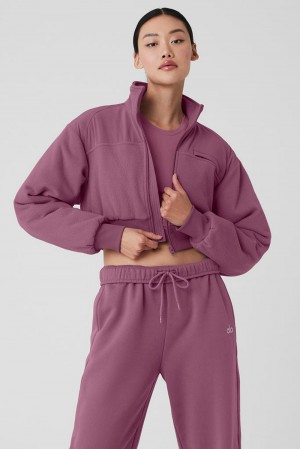 Chaquetas Alo Yoga Polar Fleece Cropped Wintry Mix Mujer Soft Mulberry | España GVWT-42187
