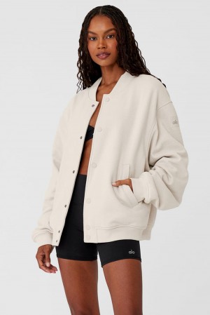 Chaquetas Alo Yoga Renown Varsity Mujer Bone | España UYWS-51928