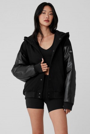 Chaquetas Alo Yoga Select Hooded Bomber Mujer Negras | España WCUD-57931